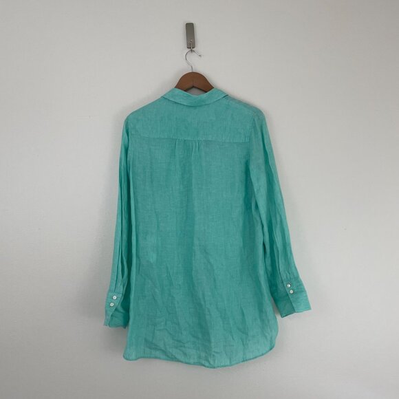 Lilly Pulitzer Deanna Green Linen Collared Popover Tunic Top Size 4 - Picture 2 of 5